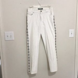Off-white jeans w/beading down sides of legs